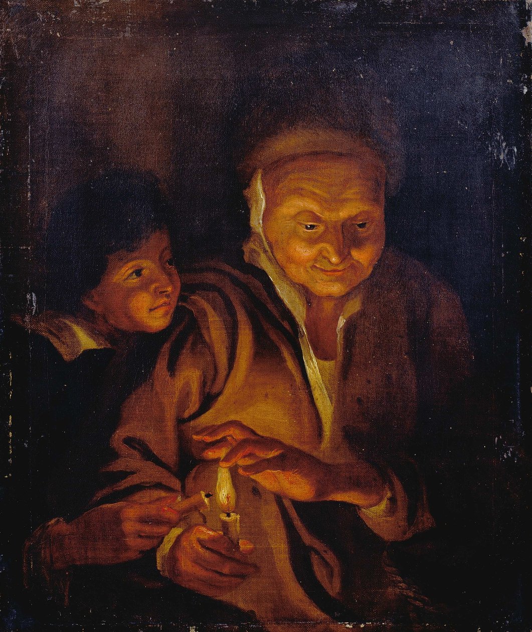 Een Jongen Steekt een Kaars aan van een Oude Vrouw door Peter Paul Rubens