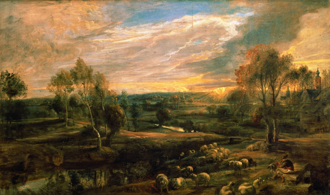 Een landschap met een herder en zijn kudde, c.1638 door Peter Paul Rubens