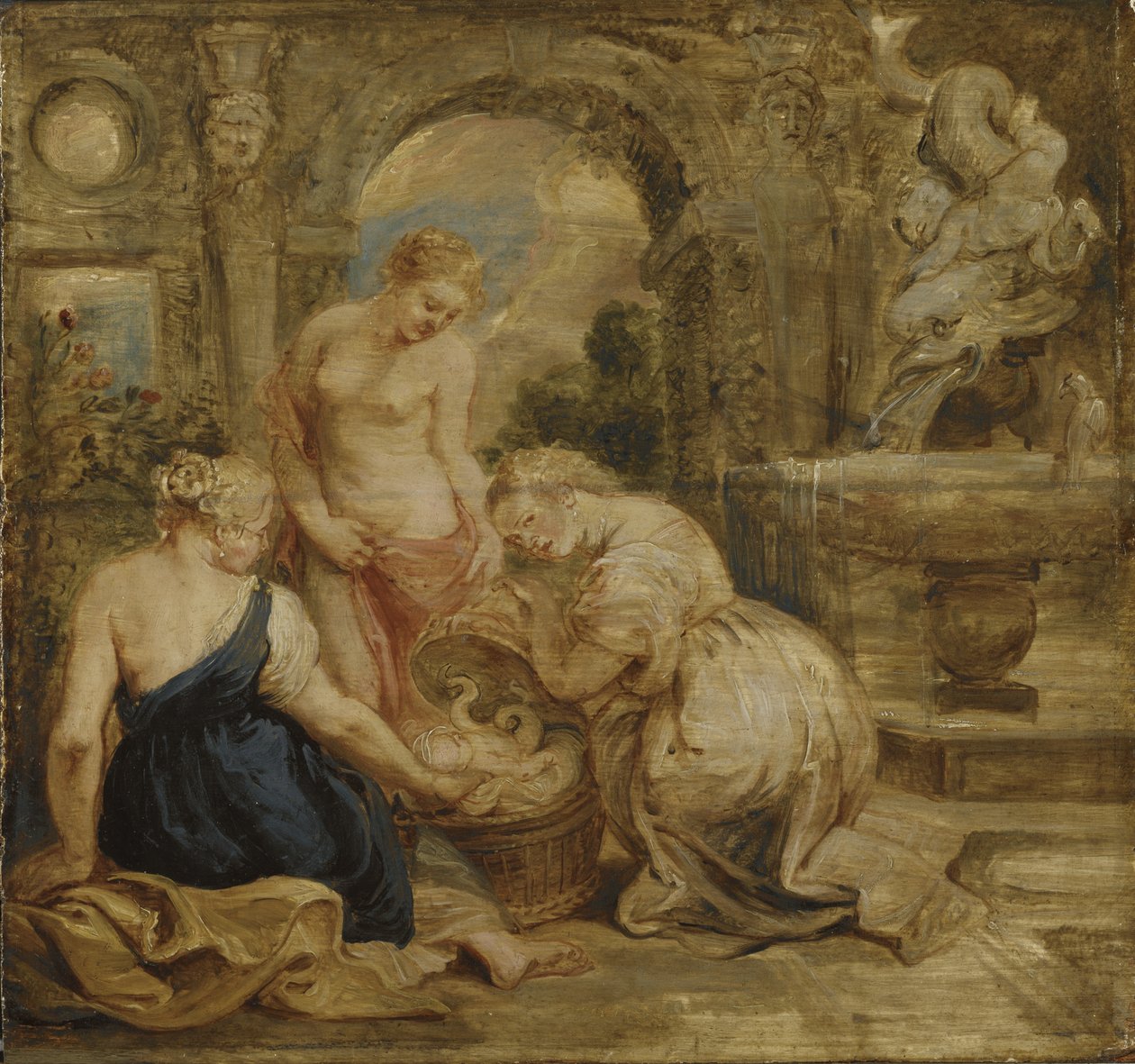 Dochters van Cecrops vinden Erichtonius, ca. 1632 door Peter Paul Rubens