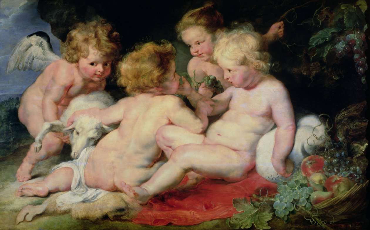 Christuskind met Johannes de Doper en twee engelen, 1615-20 door Peter Paul Rubens