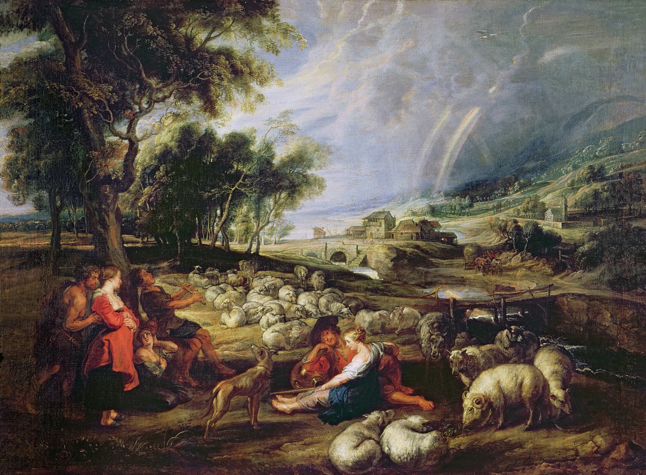 Landschap met een regenboog door Peter Paul Rubens