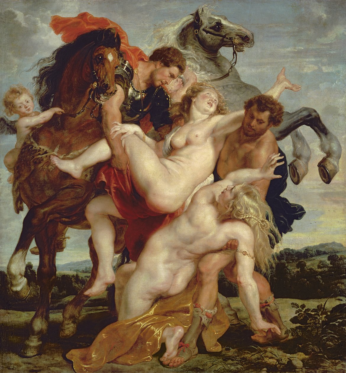 De Roof van de Dochters van Leucippus door Peter Paul Rubens