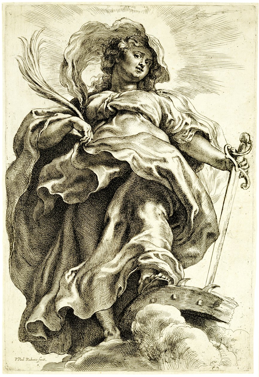 Sint-Catharina van Alexandrië in de wolken door Peter Paul Rubens
