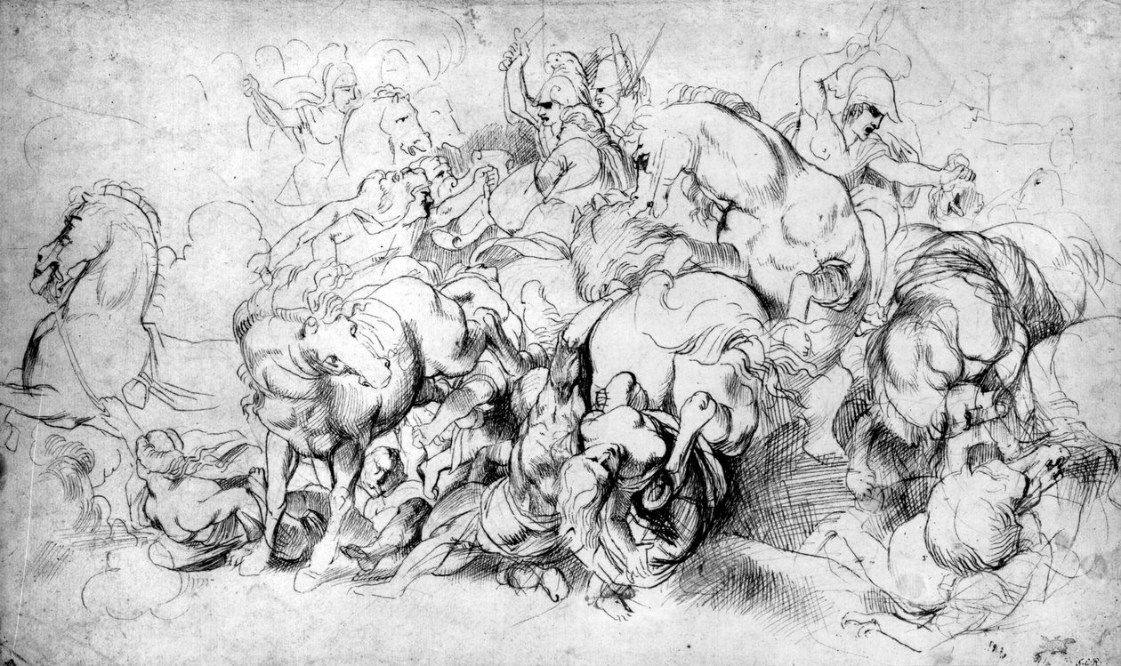 De Slag tussen de Grieken en de Amazonen, c.1602-04 door Peter Paul Rubens
