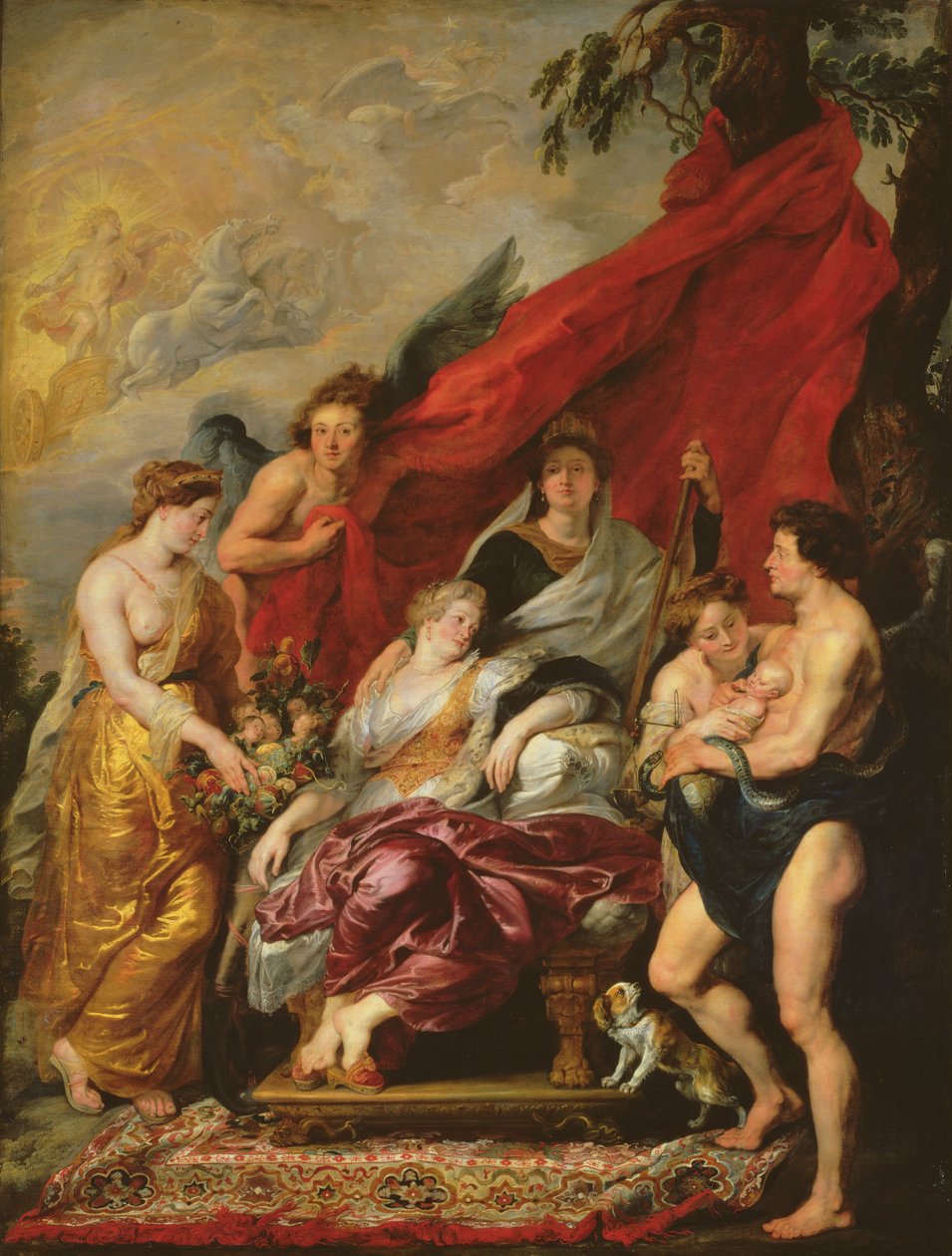 De Geboorte van Lodewijk XIII (1601-43) in Fontainebleau, 27 september 1601, uit de Medici-cyclus, 1621-25 door Peter Paul Rubens