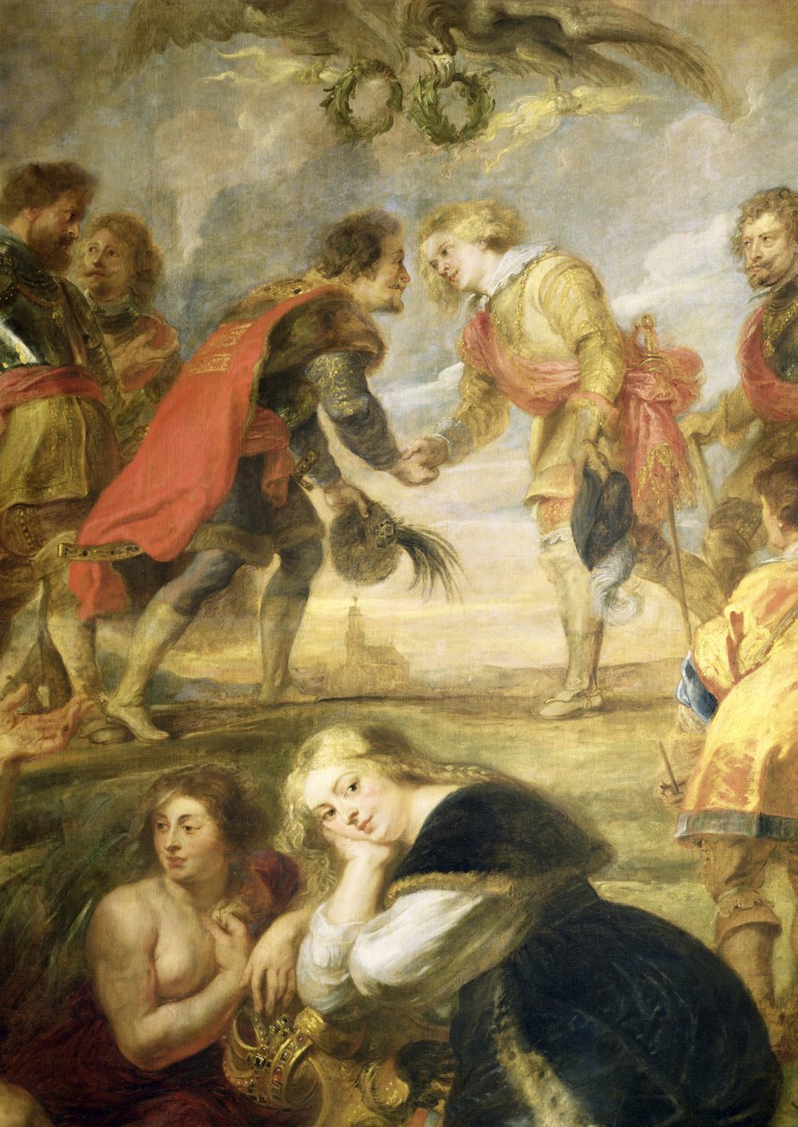 De ontmoeting van Ferdinand II en zijn zoon de kardinaal Infante Ferdinand voor de slag bij Nordlingen in 1634 door Peter Paul Rubens