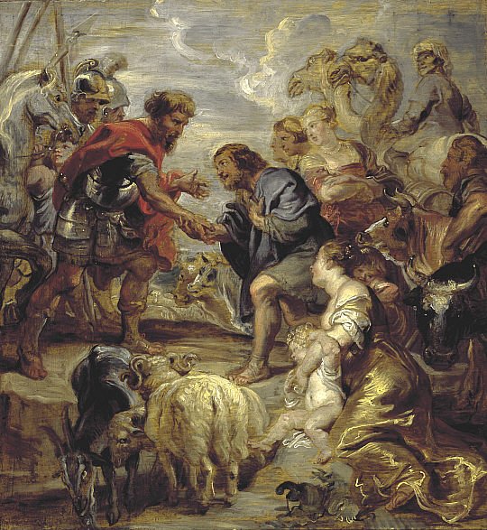 De verzoening van Jakob en Esau door Peter Paul Rubens