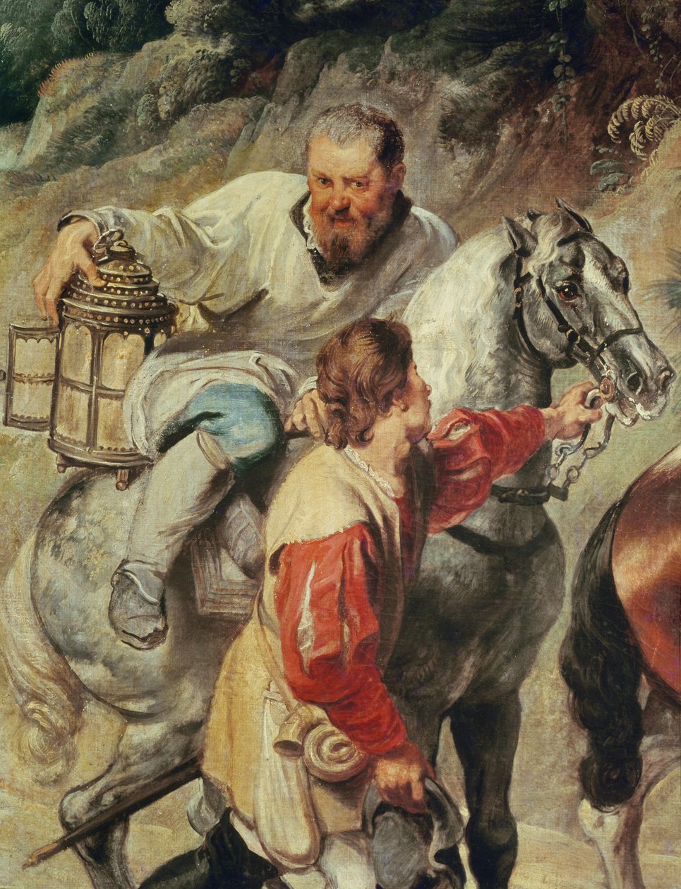 De koster die de priester vergezelt die de eucharistie naar een stervende man brengt, voor 1630 door Peter Paul Rubens