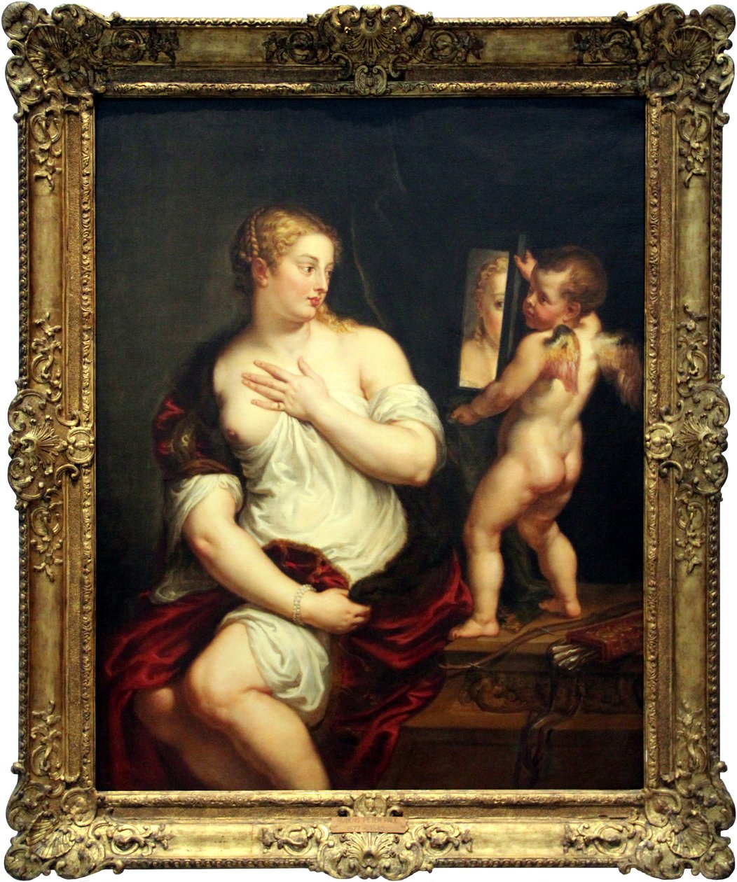 Venus en Cupido met een Spiegel door Peter Paul Rubens