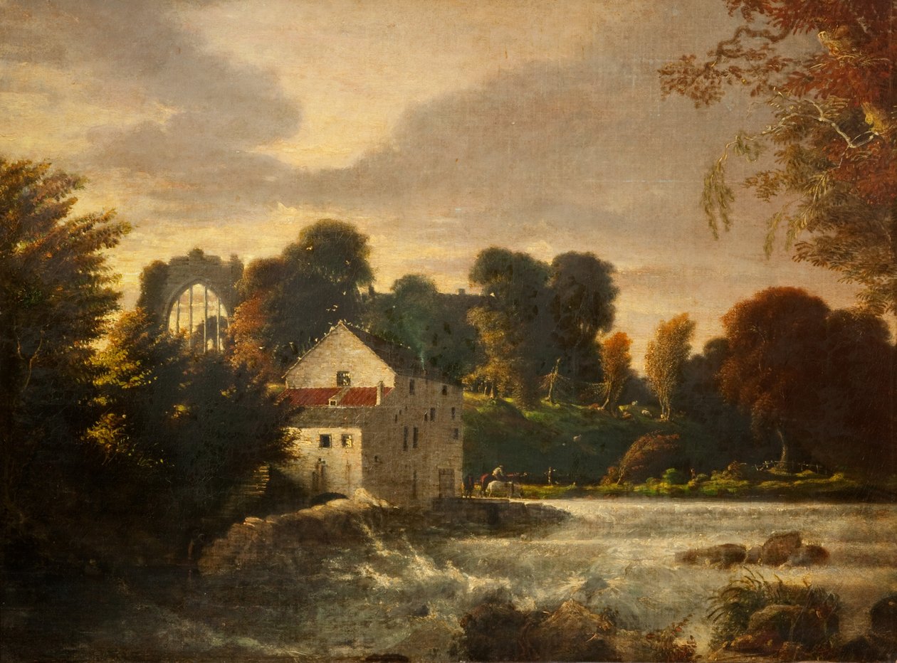 Een watermolen bij Egglestone Abbey, Durham, c.1814 door Peter de Wint