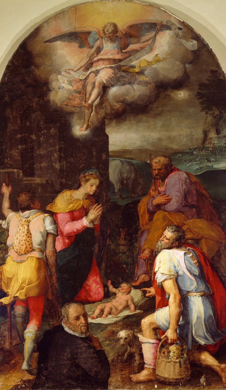 Aanbidding van de herders, door Peter Candid door Peter (1548-1628) Candid