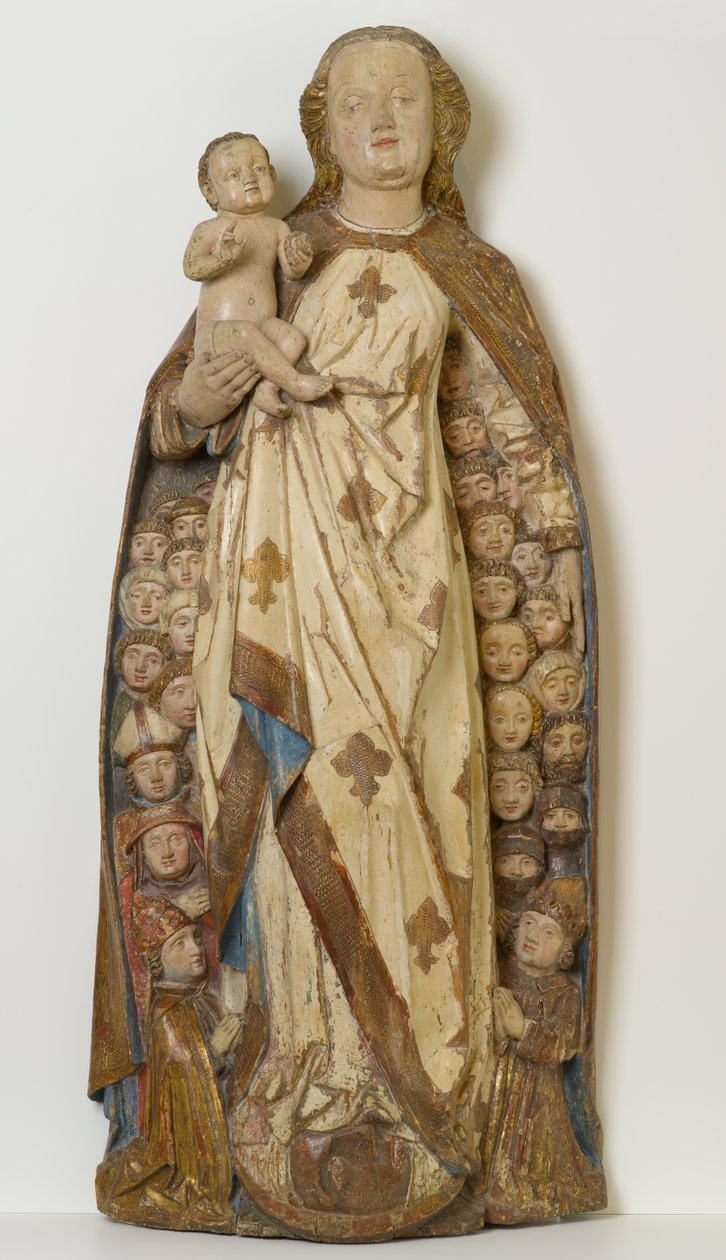 Madonna en Kind die smekelingen onder haar mantel beschermen, ca. 1471 door Peter (attr.to) Koellin