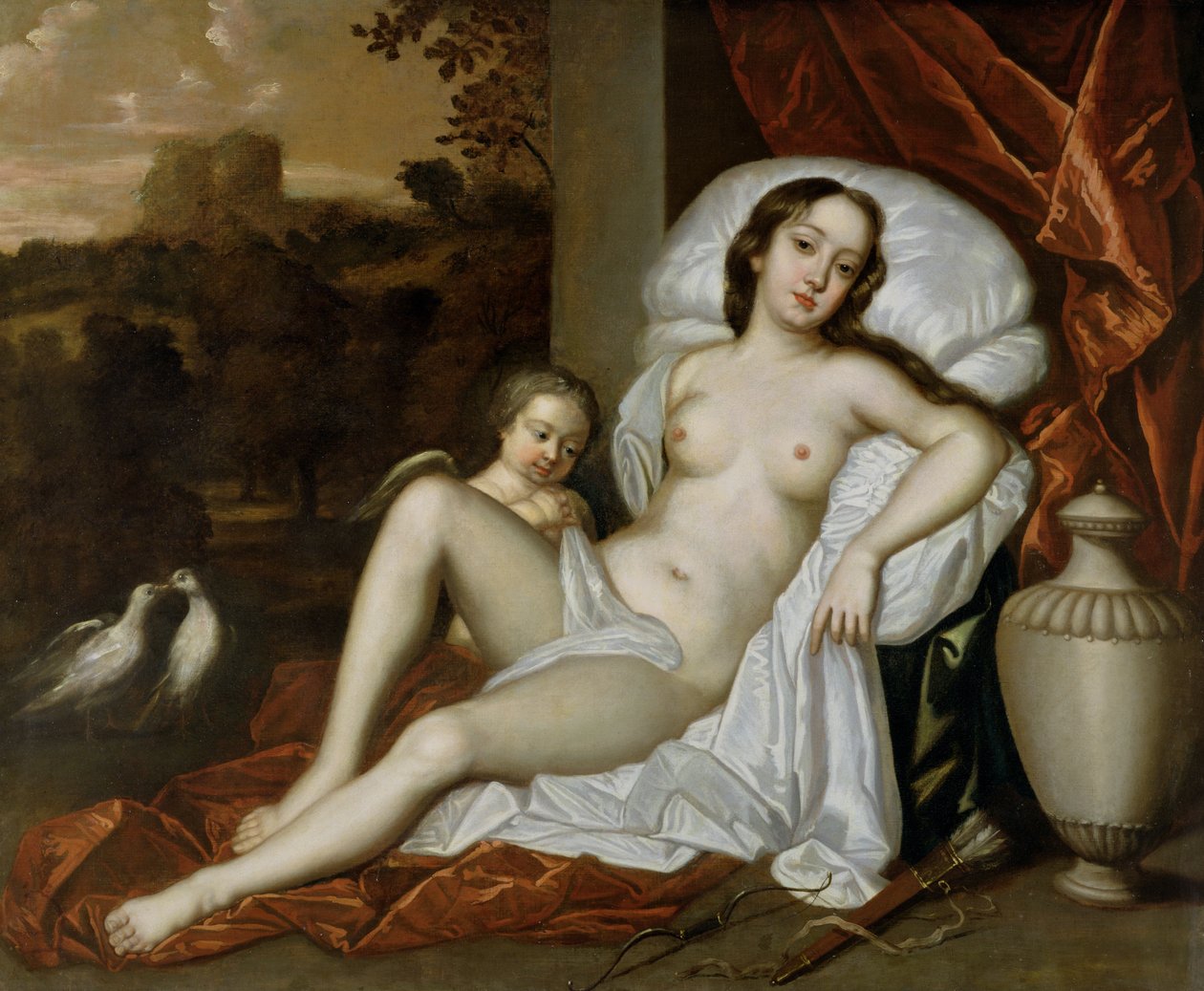 Portret van Nell Gwynne (1650-87) als Venus, met haar zoon, Charles Beauclerk (1670-1726), als Cupido door Peter (follower of) Lely