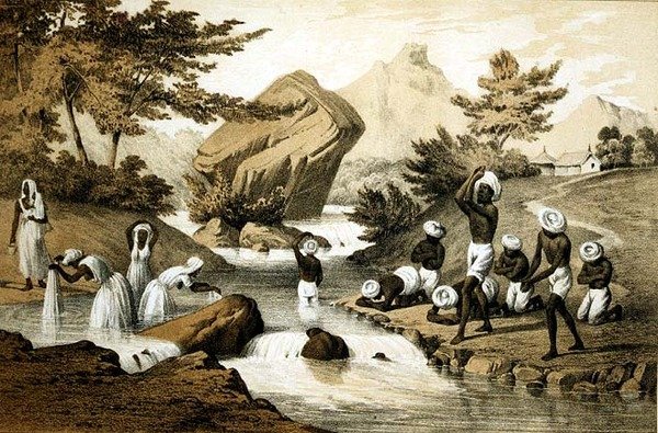 Hindoe Kostuums, Mauritius, gegraveerd door James Queen, uitgegeven door Peter S. Duval door Peter Bernhard Wilhelm (after) Heine