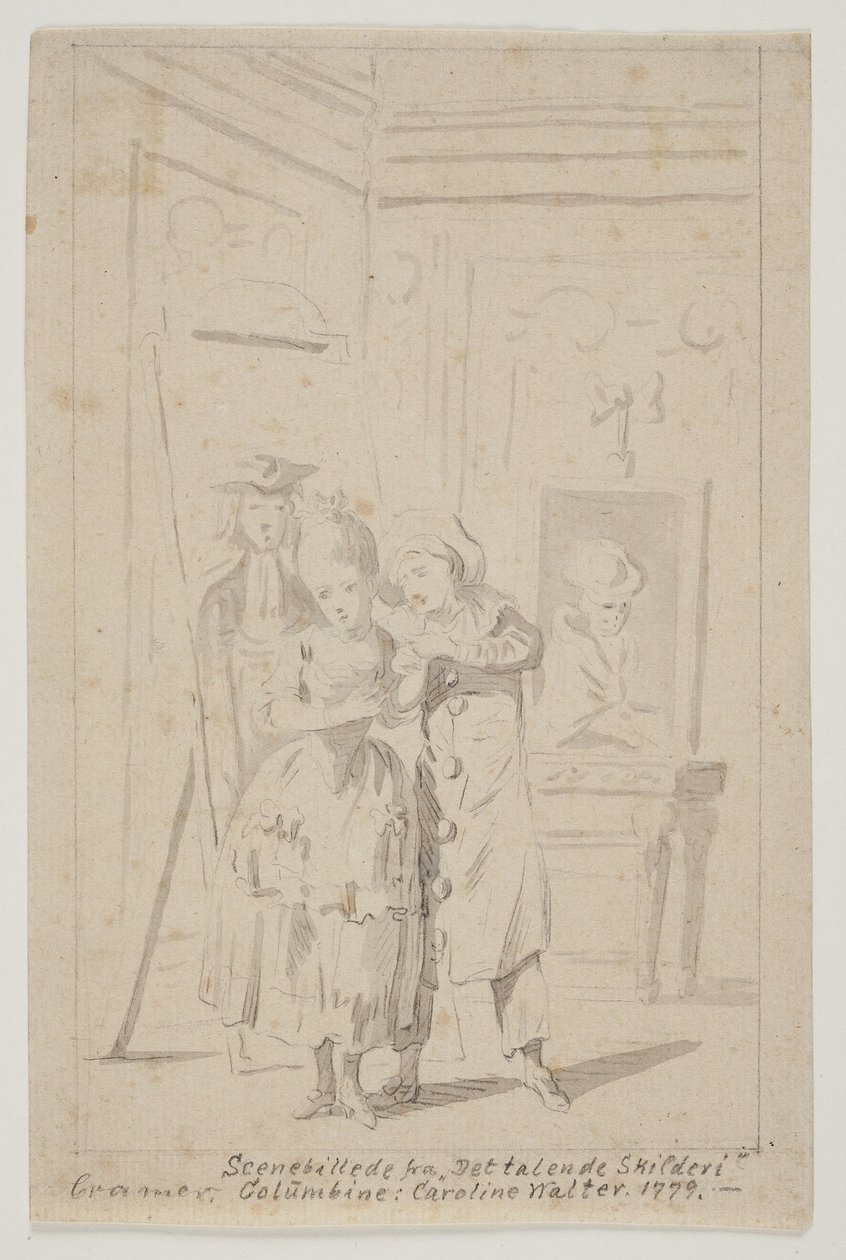 Pierrot en Colombine in "Het sprekende schilderij" door Peter Cramer