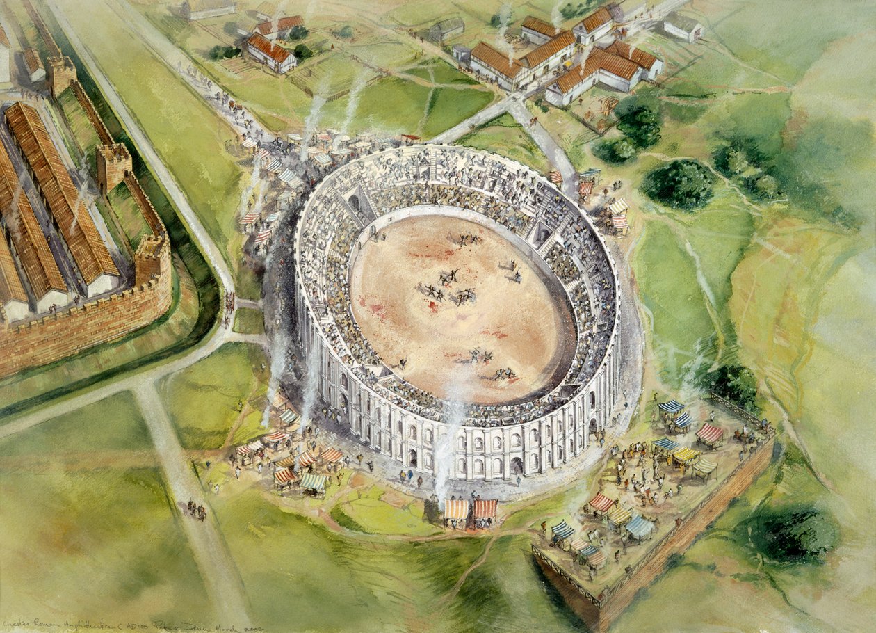 Romeins amfitheater van Chester, 2e eeuw door Peter Dunn