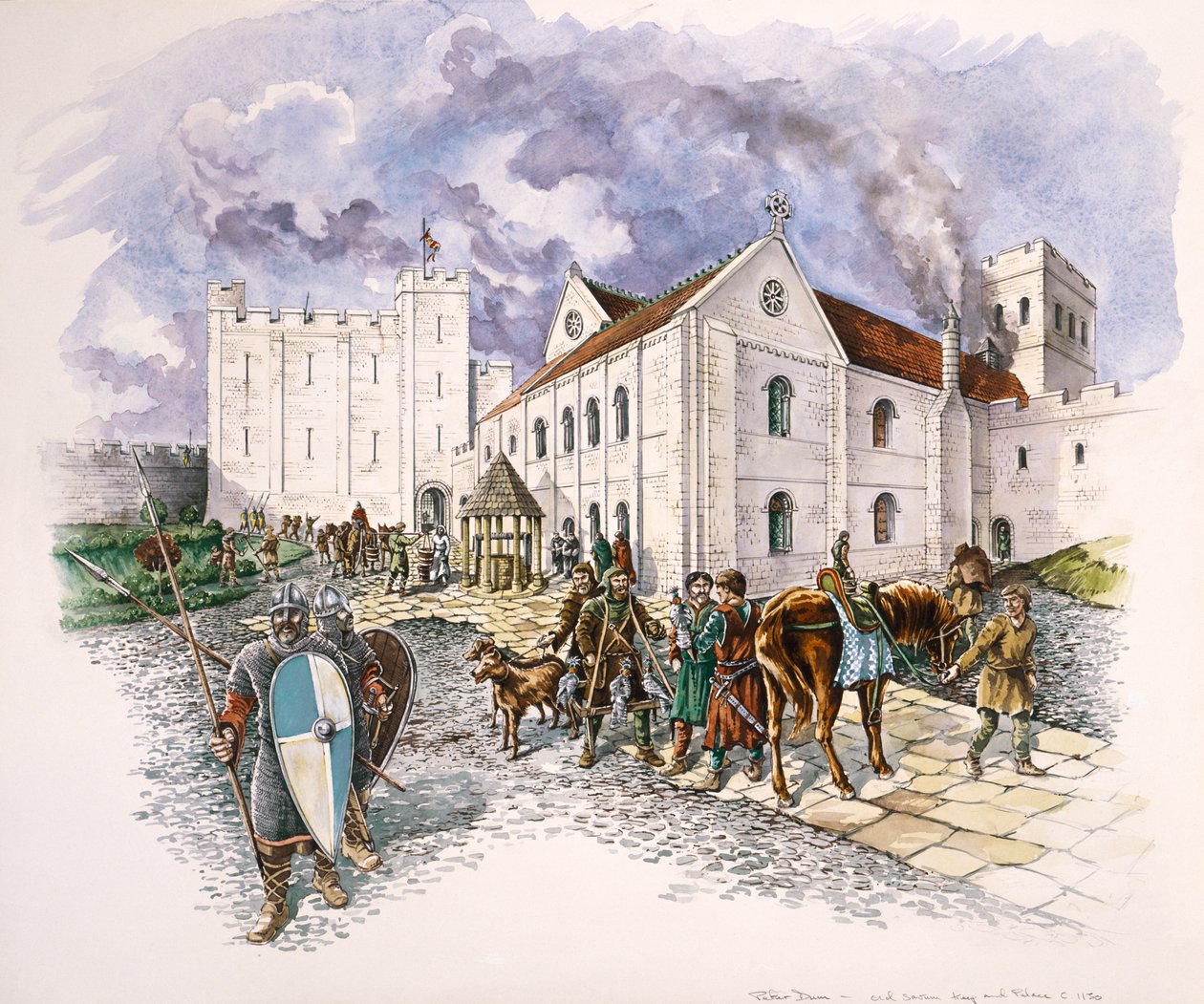 Keep en paleis, Old Sarum, Wiltshire, c1130, 1994 door Peter Dunn