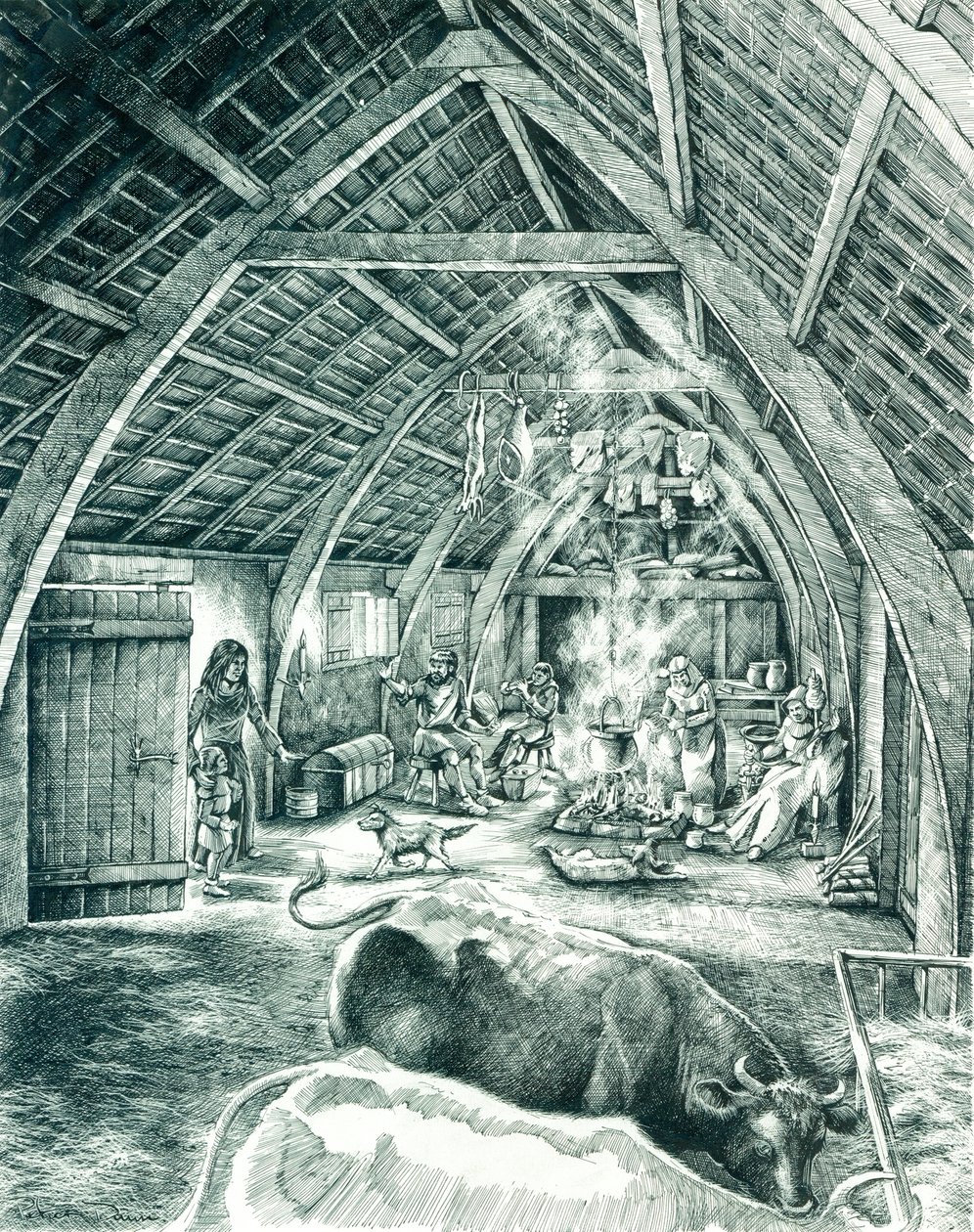 Middeleeuws boerenhuis, 13e-15e eeuw, ca. 1980-2010 door Peter Dunn