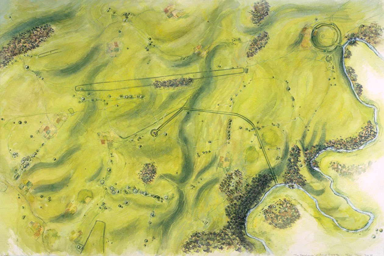 Stonehenge landschap, 17e eeuw v.Chr., 1990-2010 door Peter Dunn