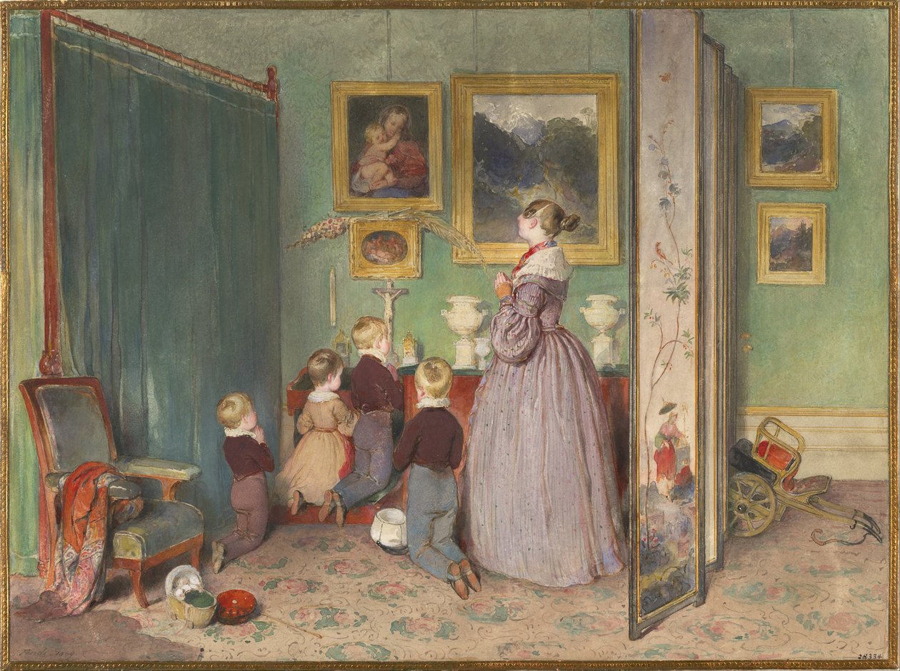 Het Avondgebed Aartshertogin Sophie met kinderen, 1839 door Peter Fendi