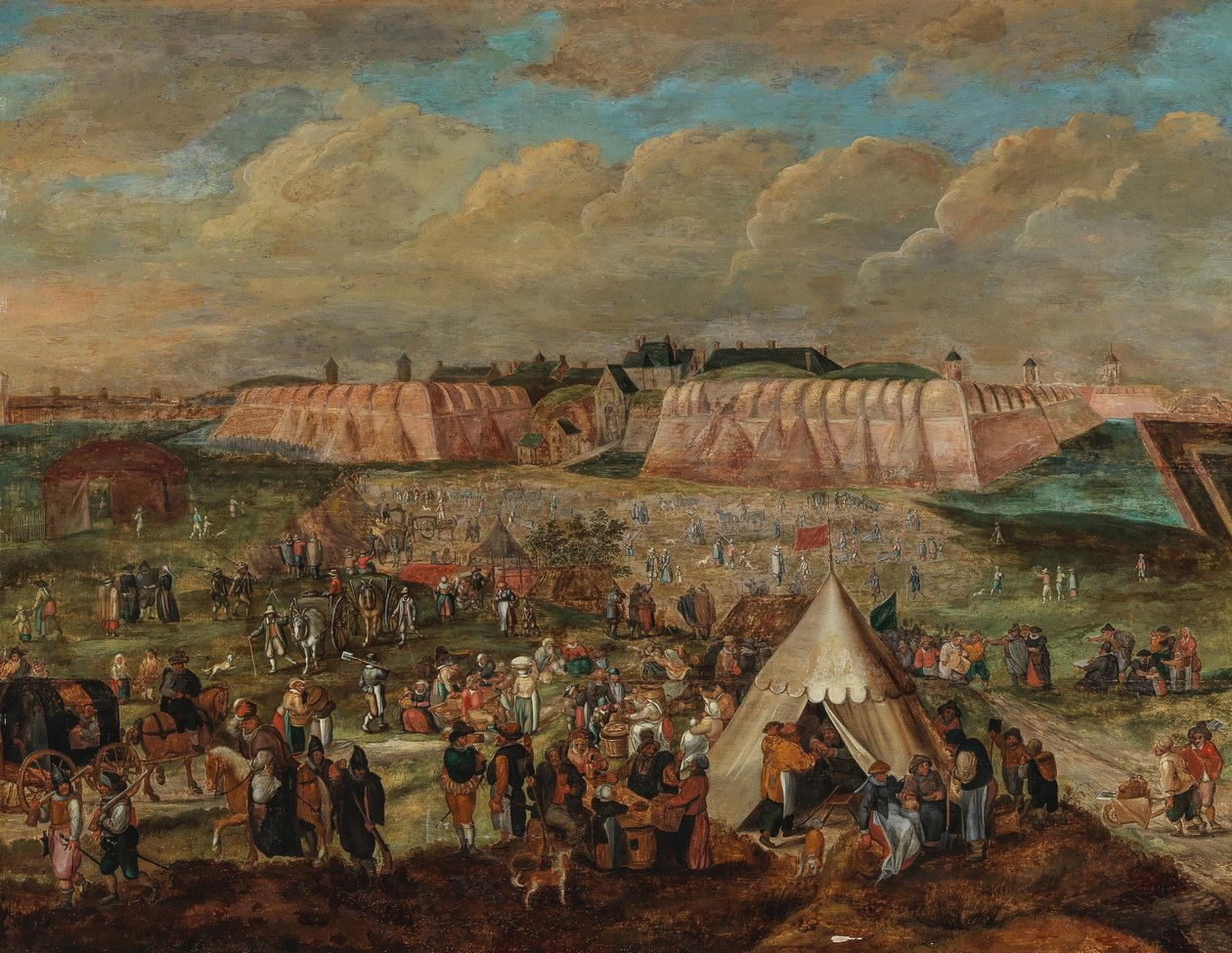 Het Beleg van het Spanjaardenkasteel in Antwerpen door Peter Goetkind the Younger