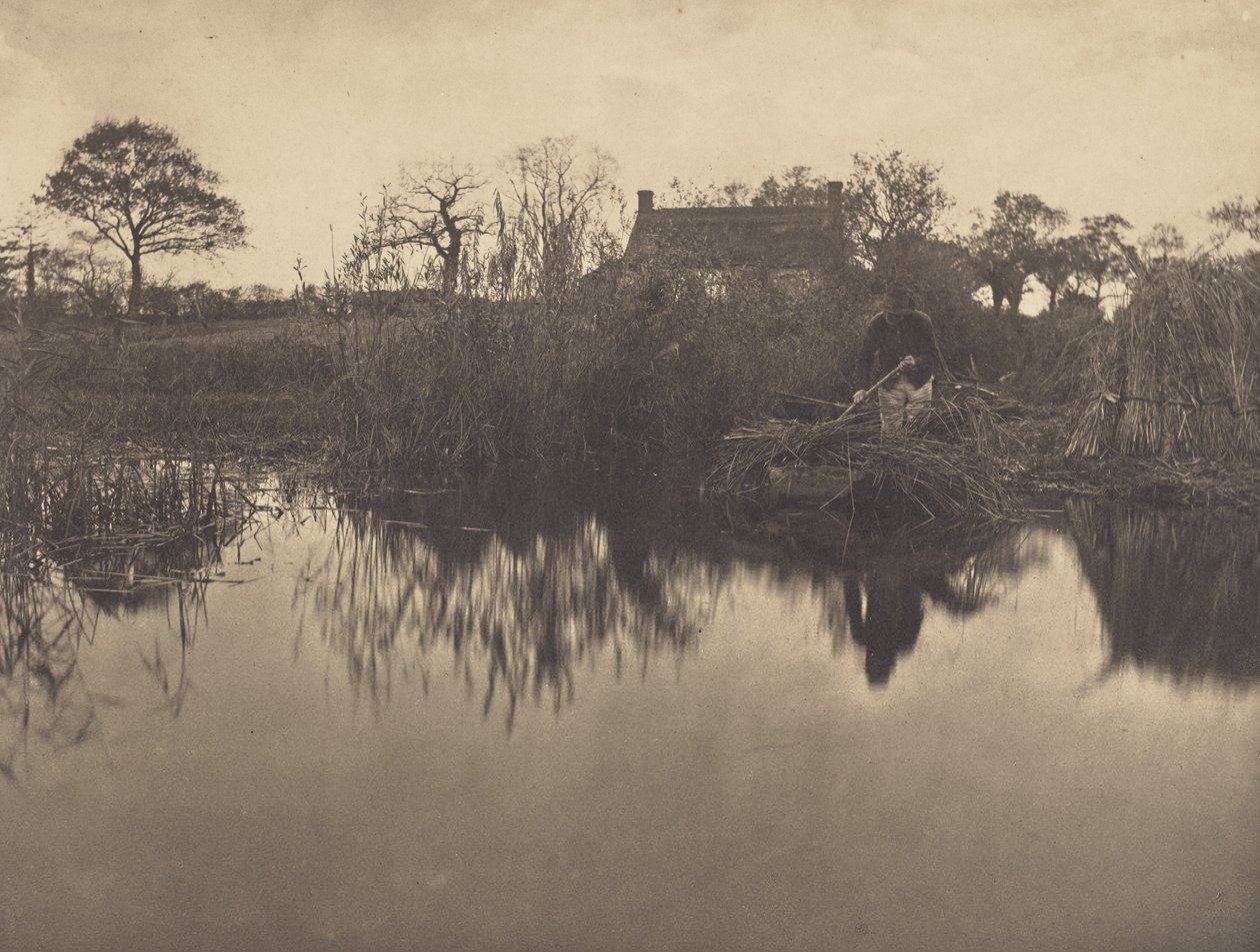 Een boot voortduwen met een punter op de Gladdon door Peter Henry Emerson