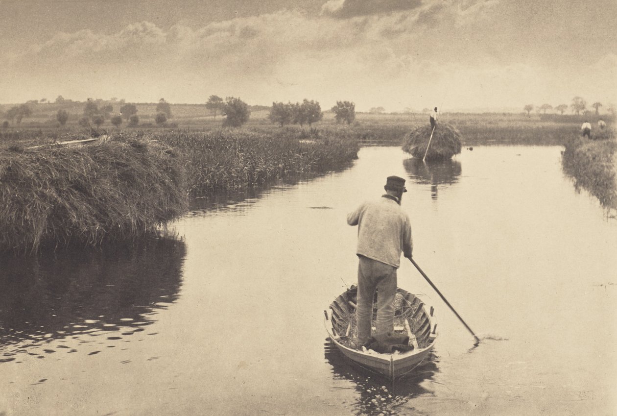 Het hooi uit het moeras wegen door Peter Henry Emerson