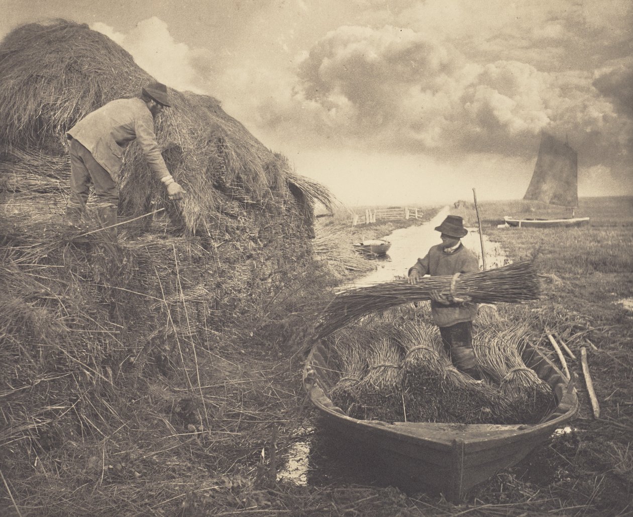 Riet opstapelen door Peter Henry Emerson