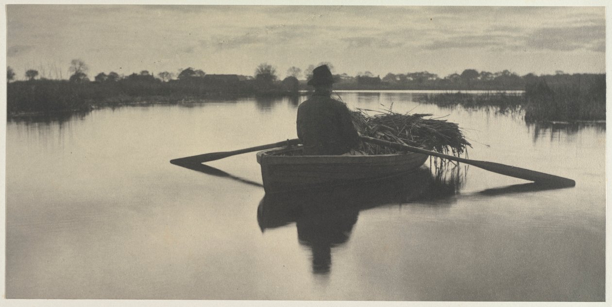 Roeien naar huis met de Schoof-Stuff uit Leven en Landschap op de Norfolk Broads, 1886, plaat XXI, 1886 door Peter Henry Emerson