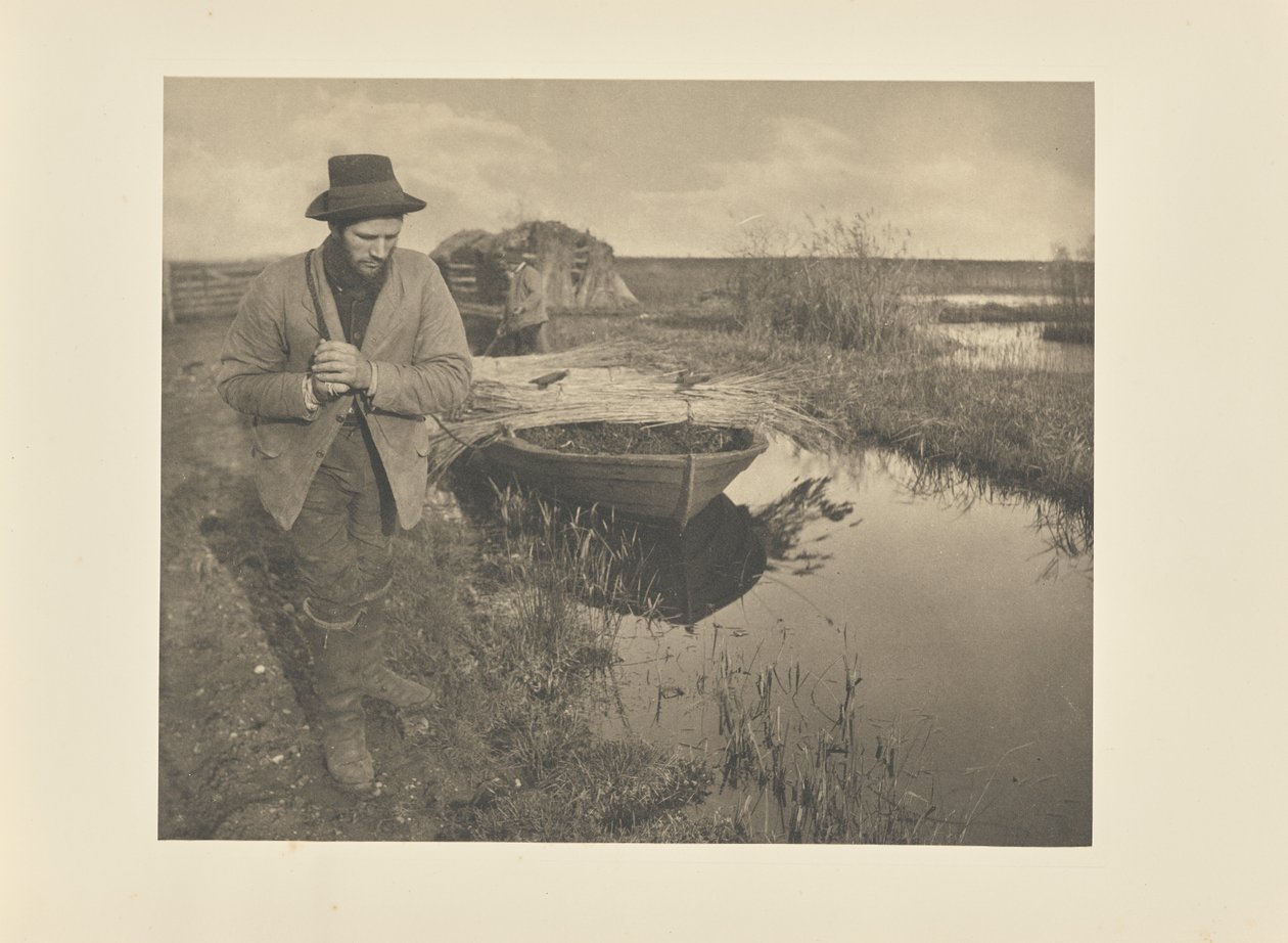 Het slepen van riet door Peter Henry Emerson