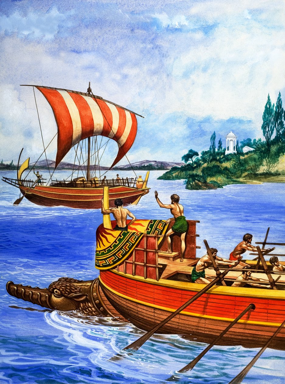 De schepen van het oude Griekenland, illustratie vorm 