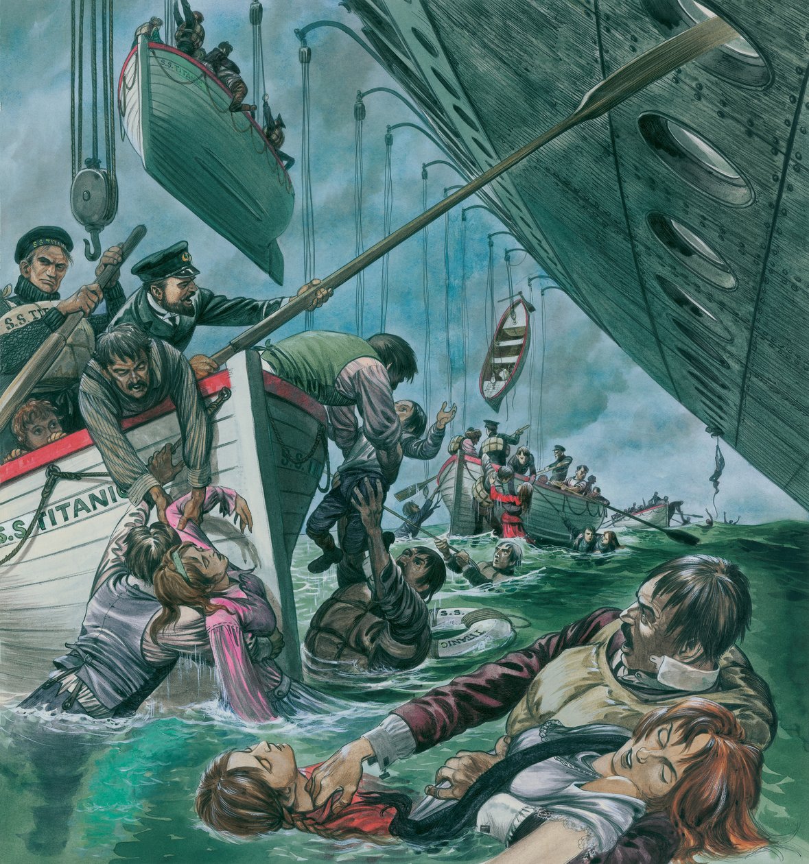Het zinken van de Titanic (gouache op papier) door Peter Jackson