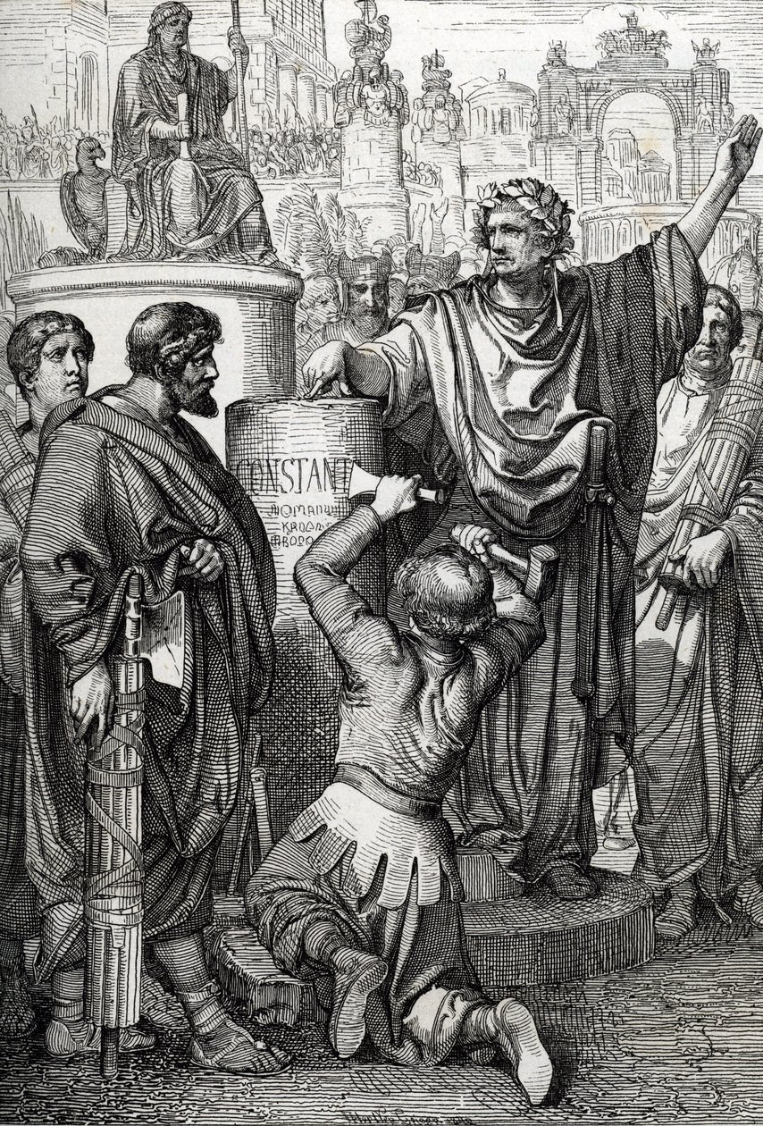 De stichting van Constantinopel door keizer Constantinopel de Grote die de keizerlijke hoofdstad naar Byzantium verplaatste, die hij Constantinopel hernoemde door Peter Johann Nepomuck Geiger