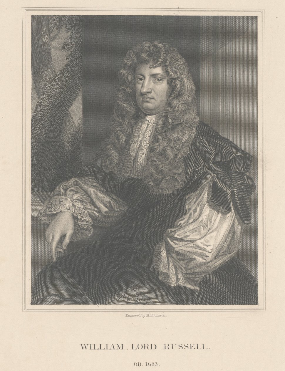 Portret van Lord William Russell, gegraveerd door H. Robinson door Peter Lely