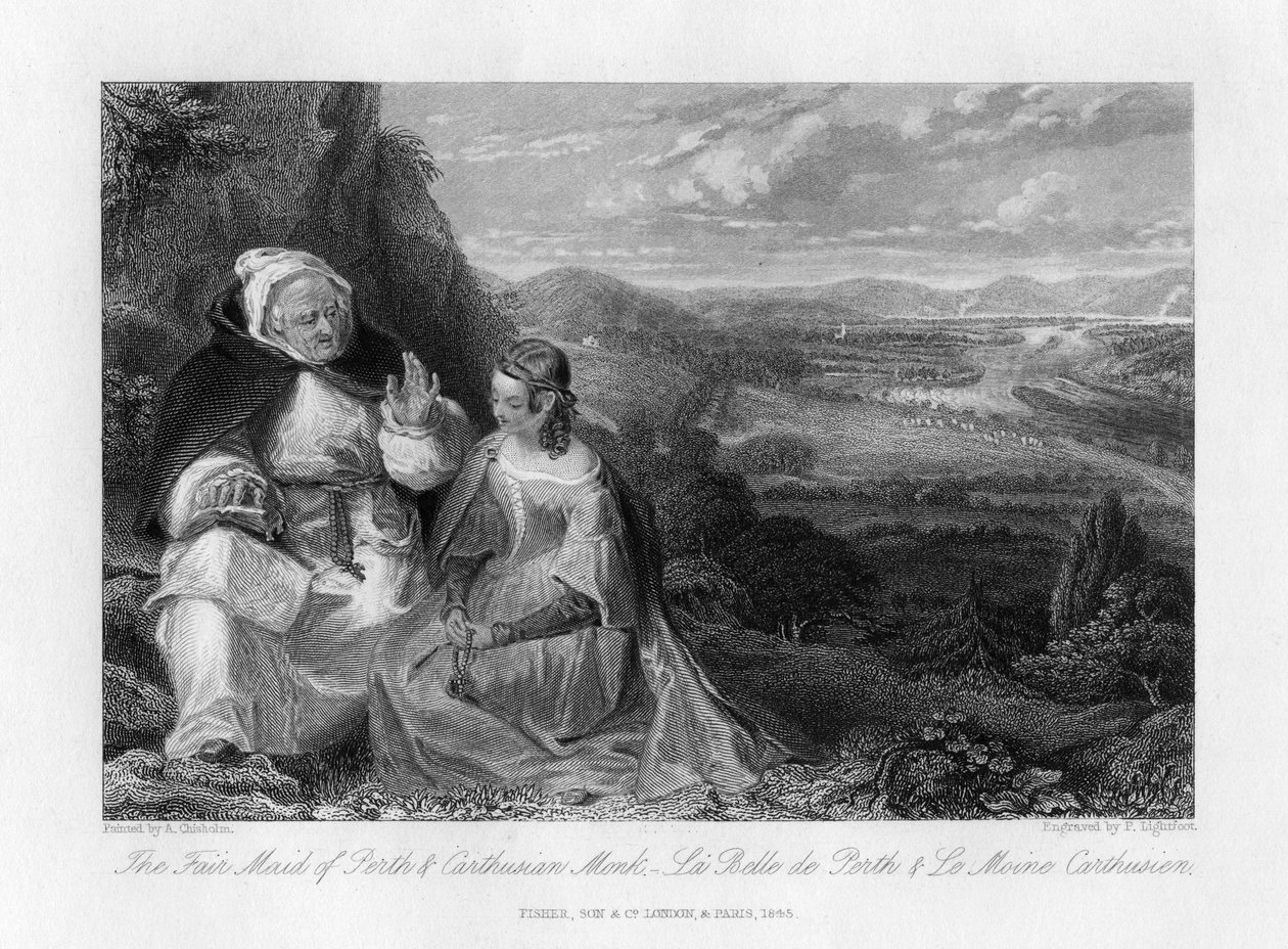 De schone maagd van Perth en Kartuizer monnik, 1845 door Peter Lightfoot
