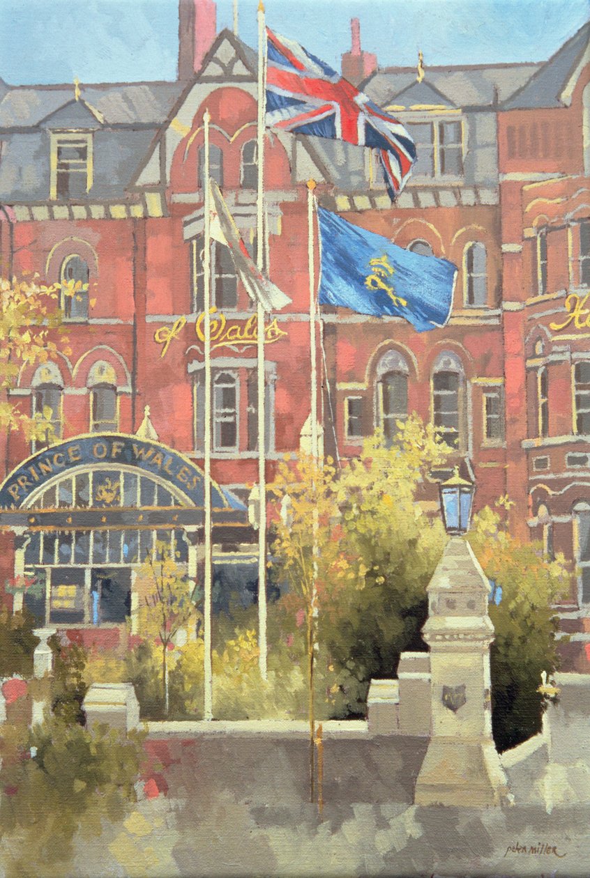 Vlaggen buiten de Prince of Wales, Southport door Peter Miller
