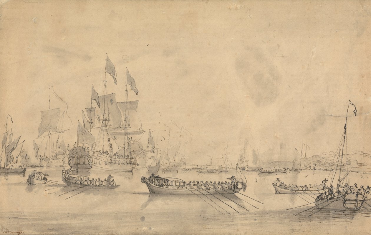 Landing van Willem van Oranje bij Tor Bay door Peter Monamy
