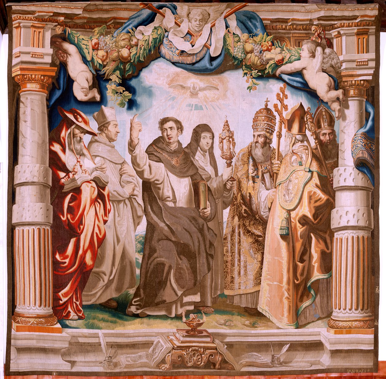 De Triomf van de Eucharistie. De verdedigers van de Eucharistie door Peter Paul (after) Rubens