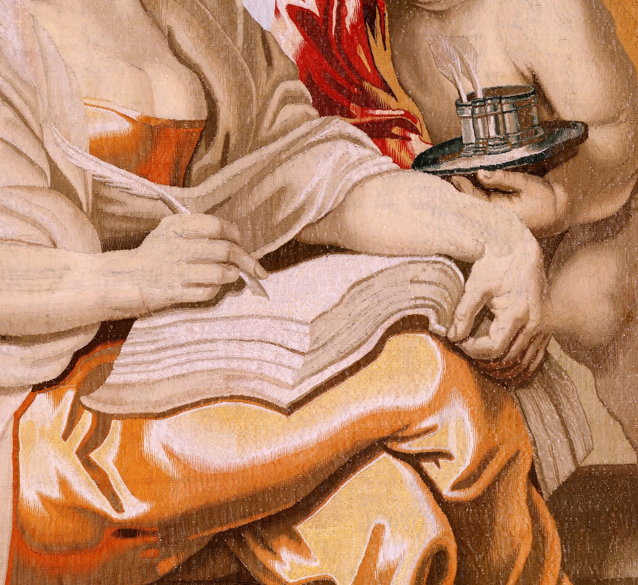 De triomf van de eucharistie. Wijsheid geïnspireerd door de Heilige Geest. Negentiende wandtapijt in de serie. 1626-1628. door Peter Paul (after) Rubens