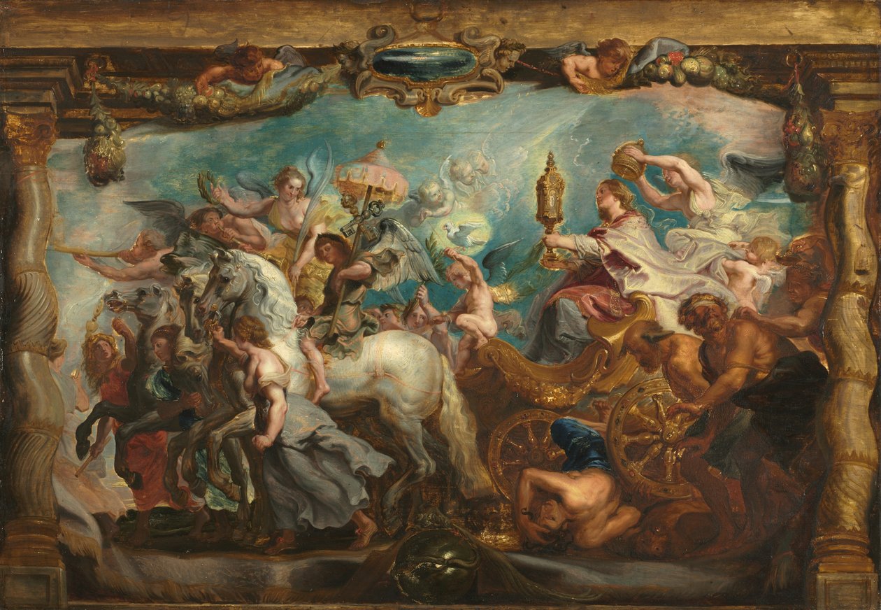 De Triomf van de Kerk door Peter Paul (after) Rubens