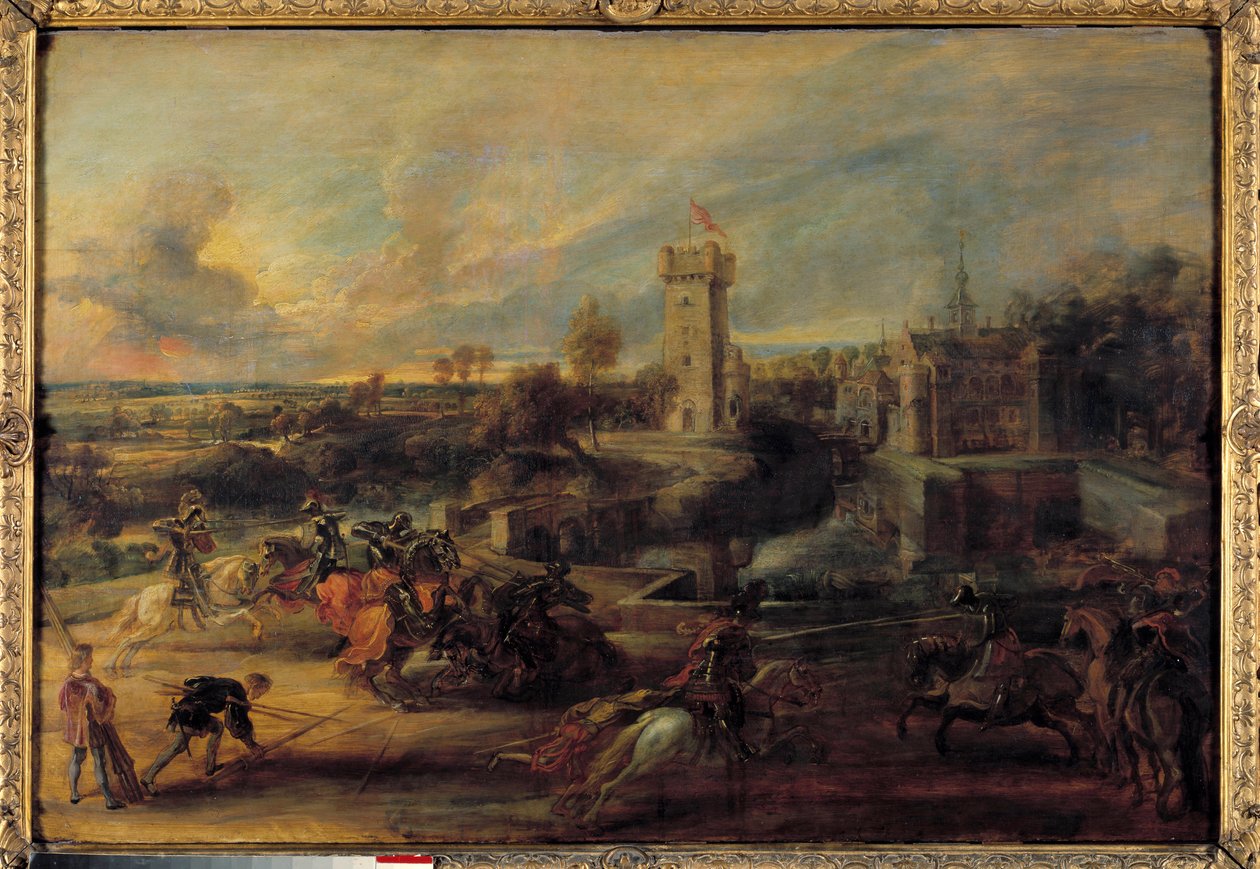 Een toernooi bij de putten van Kasteel Steen (Middeleeuwen). Vlaams schilderij door Pierre Paul Rubens (1577-1640) door Peter Paul Rubens