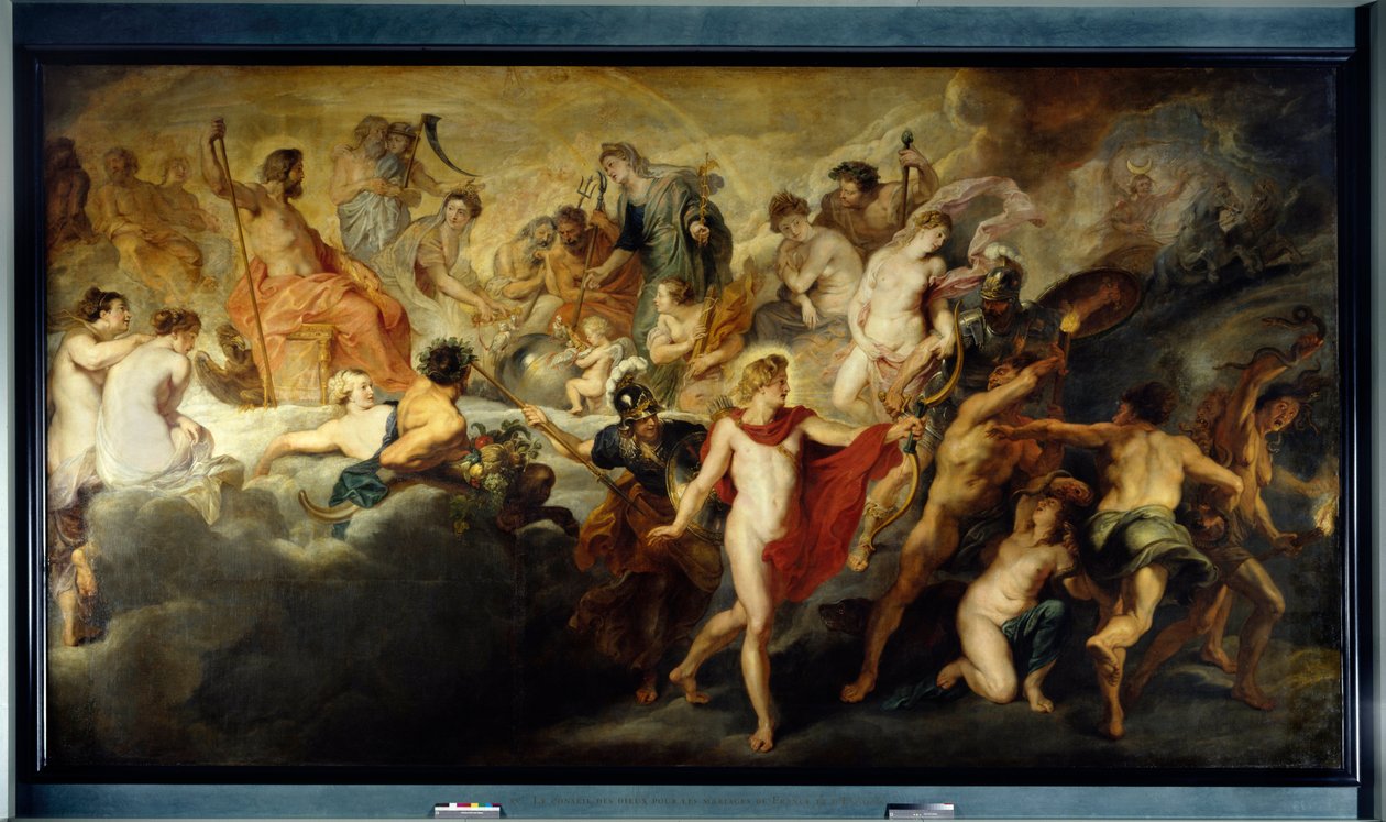 Cyclus van Maria de Medici: Het concert van de goden voor wederzijdse huwelijken van Frankrijk en Spanje door Peter Paul Rubens