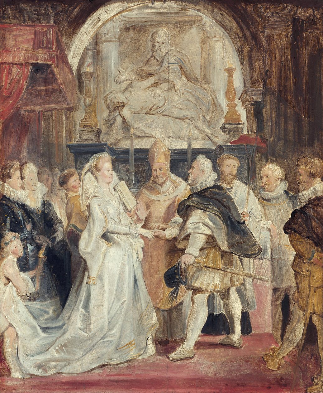 Het huwelijk „in procuratione“ (schets voor de Medici-cyclus) door Peter Paul Rubens