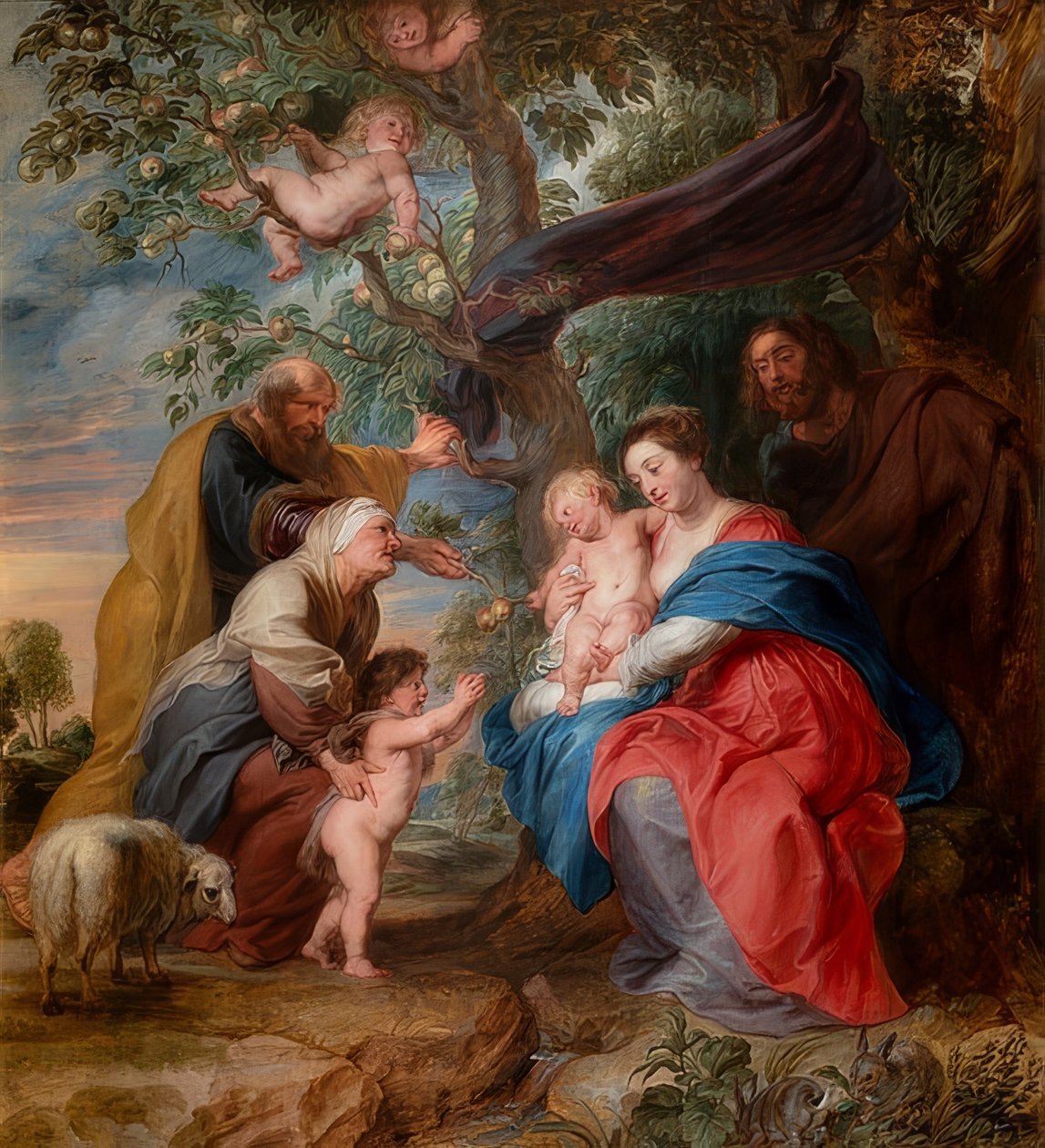 De heilige familie onder een appelboom door Peter Paul Rubens