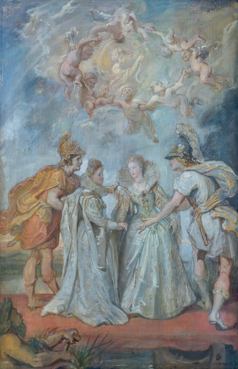 Familiale uitwisseling van de prinsessen tussen Spanje en Frankrijk op 9 november 1615 door Peter Paul Rubens