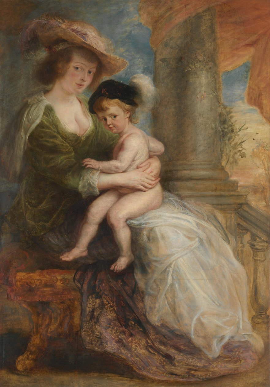 Helene Fourment met haar eerstgeboren zoon Frans door Peter Paul Rubens