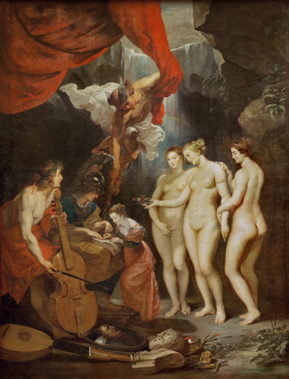 De opvoeding van Marie de Medicis (schilderij op doek) door Peter Paul Rubens