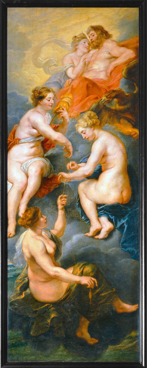 Les Parques filant le destin de la reine Marie de Medicis (schilderij op doek) door Peter Paul Rubens