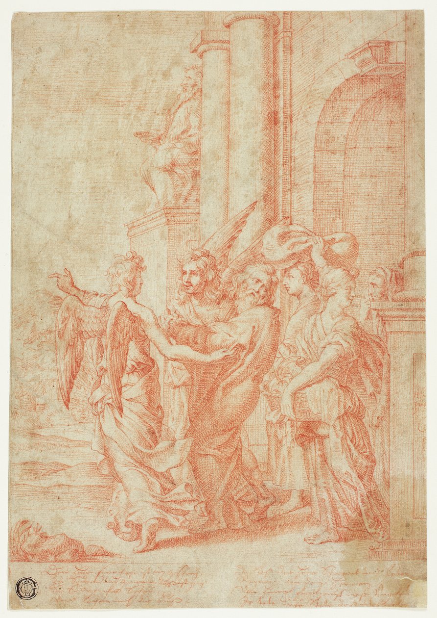 Lot en zijn familie geleid uit Sodom door Peter Paul Rubens