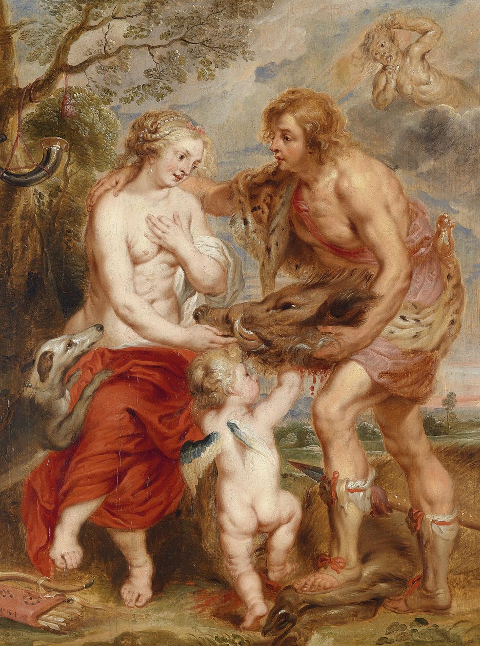 Meleager biedt het hoofd van het Calydonische everzwijn aan Atalanta aan door Peter Paul Rubens